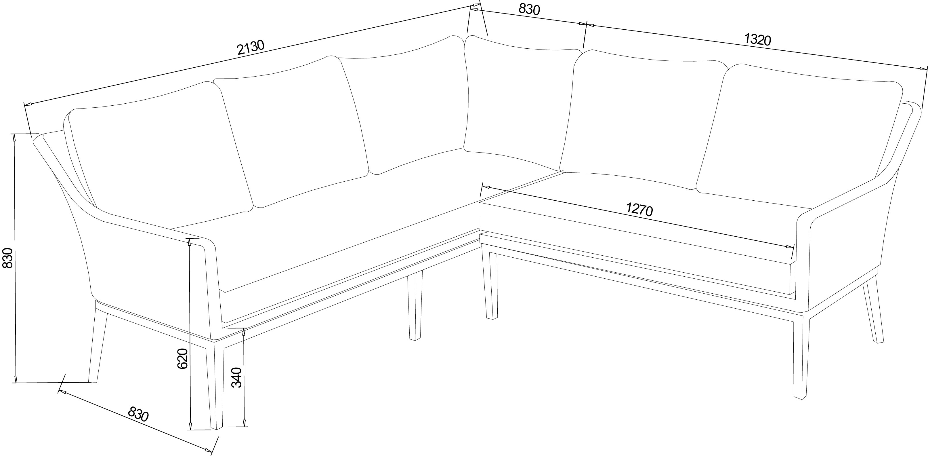 Arley Square Casual Dining Set dimensions